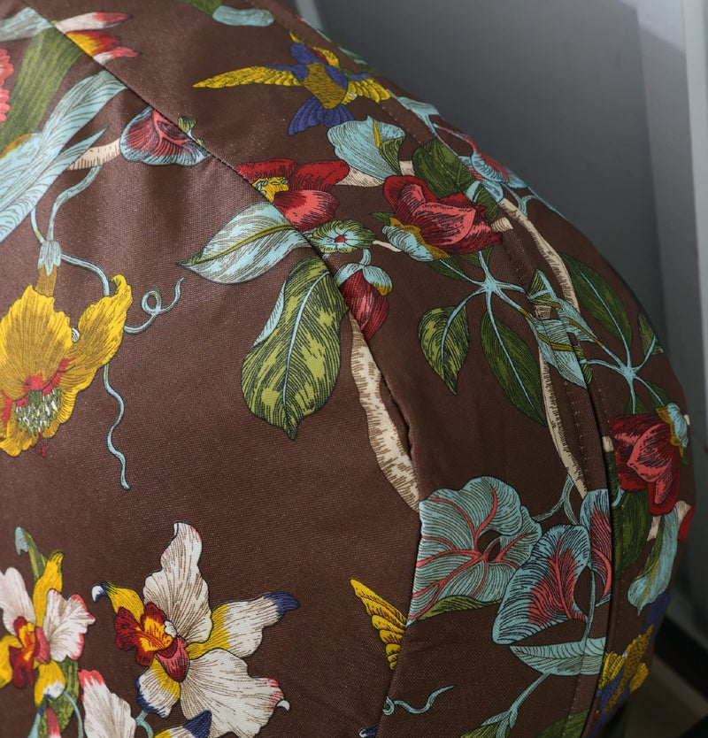 OctoRose Full Size 3 Side Zipper Linen Printing Birds Brown Futon Cover Sofa DayBed Couch Mattress Slipcover (Linen-Birds-Brown, Full Size) - Image 4